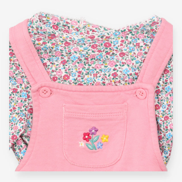 Outfit pinafore pink rabbits and T-shirt long slee