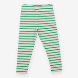 Leggings white bright green stripe 