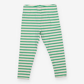 Leggings white bright green stripe 