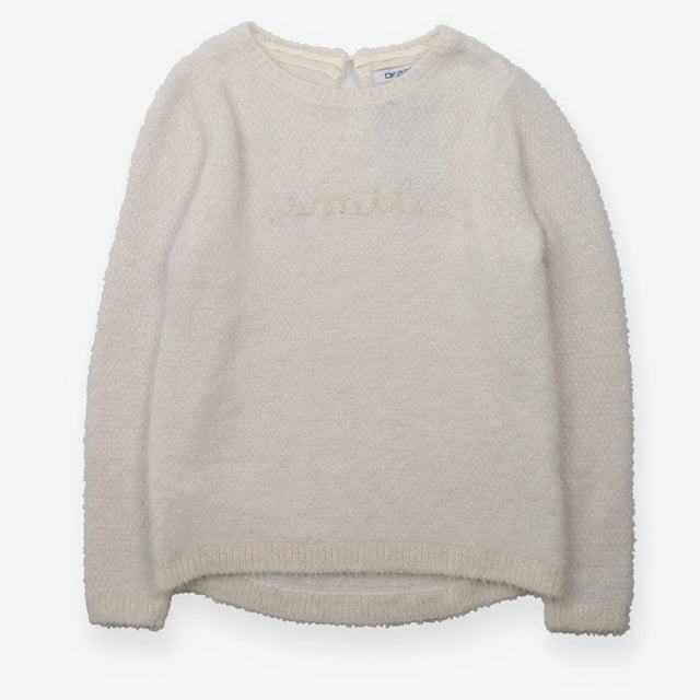 Sweater knit white sparkle smile
