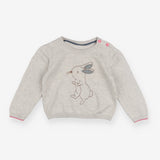 Grey Knit sweater with bunny applique