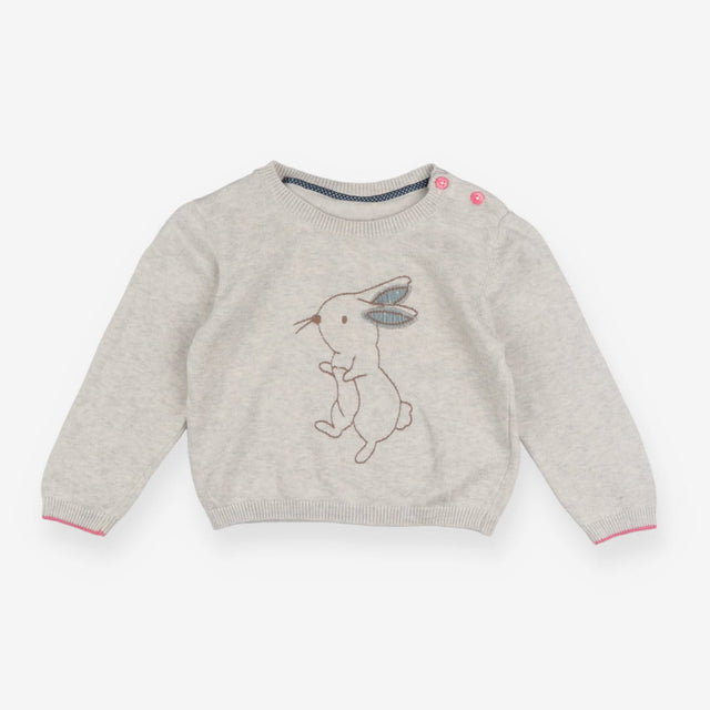 Grey Knit sweater with bunny applique