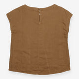 Short Sleeve Hemp Top Round Neck Brown