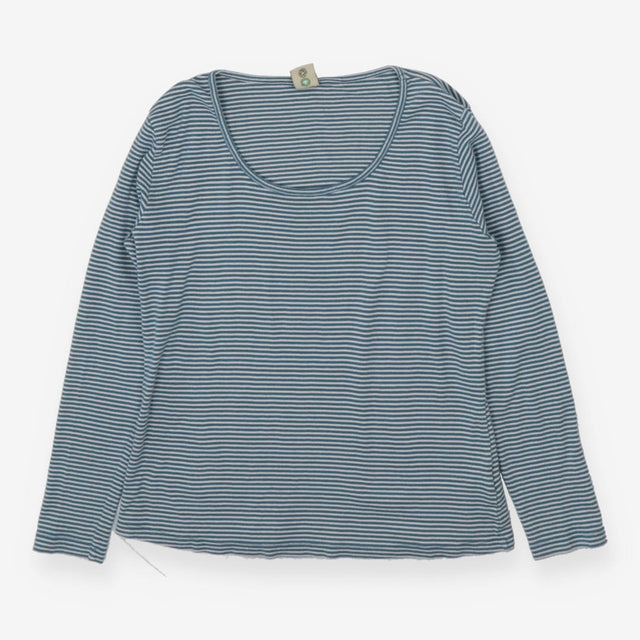 Frugi Organic Pointelle Blue Stripe Long Sleeve