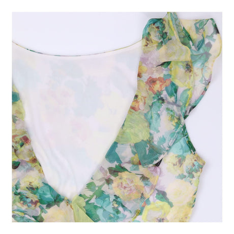 Dress open back floaty yellow and green florals