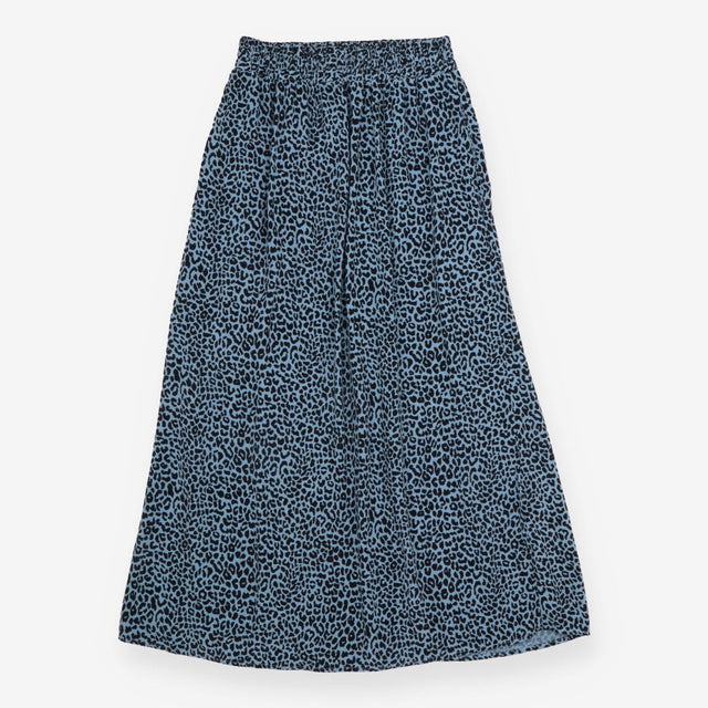 Whistles Blue Black Leopard Print Elasticated Midi