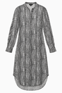 Dress Black White Printed Viscose Wool Midi Shirt 