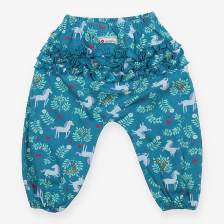 Cuffed Jogger Blue with Frill Bum Unicorns, Hearts