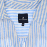 Blue Stripe 100% Linen Sleeveless Tie Waist Blouse