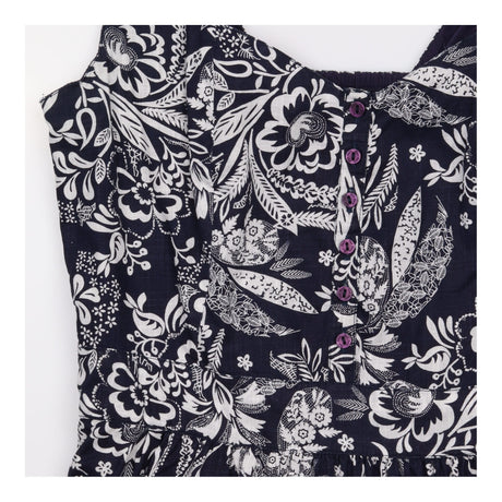 Mini Dress Navy Blue White Floral Print Sleeveless