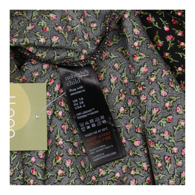 Midi Dress Black Ditsy Floral Lace Detail