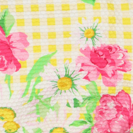Yellow gingham swimsuit with flowers