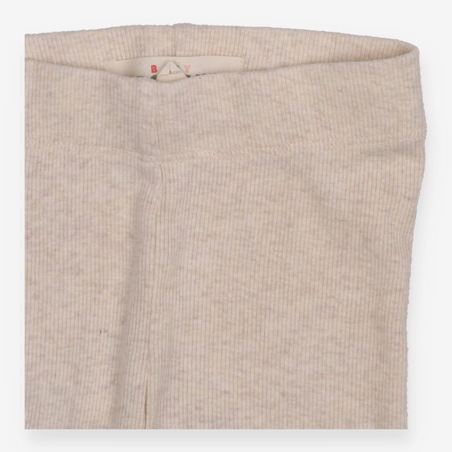 Cream ribbed leggings with turnups on cuffs