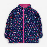 Coat reversible pink raincoat and floral fleece