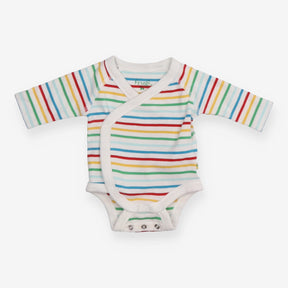 Wrap bodysuit white rainbow striped
