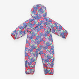 Pramsuit blue floral red lining and zip