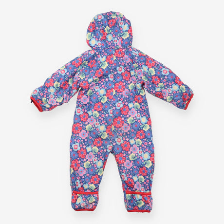 Pramsuit blue floral red lining and zip