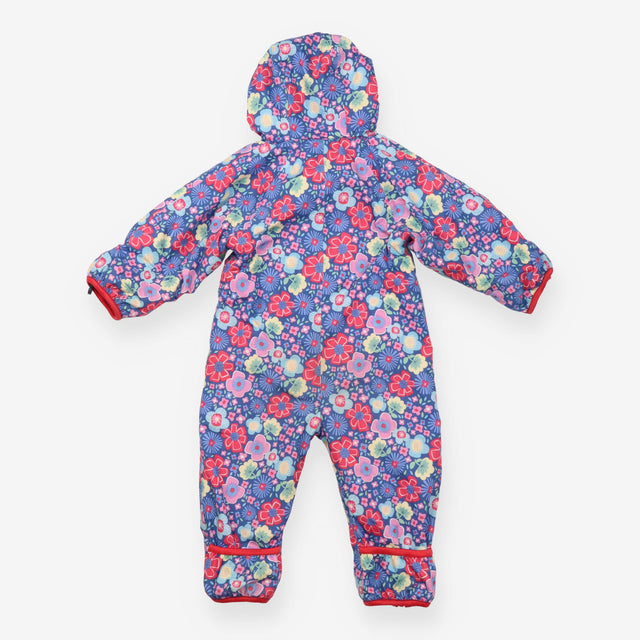 Pramsuit blue floral red lining and zip