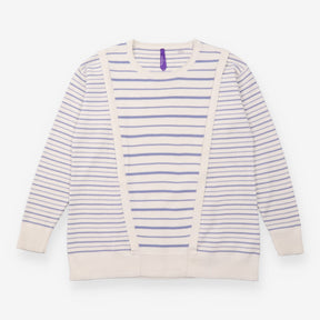 Cream Blue Striped Maternity Nursing Knit jumper 
