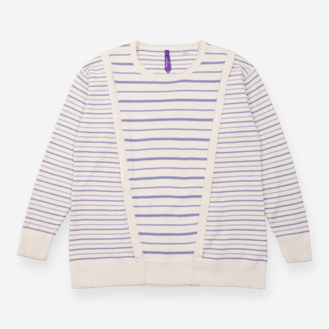 Cream Blue Striped Maternity Nursing Knit jumper 