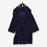 Dressing gown navy fur eyes spikes to hood