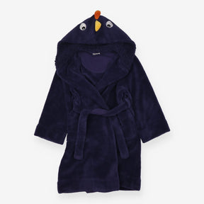 Dressing gown navy fur eyes spikes to hood