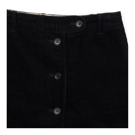 Cotton Corduroy Button Front Mini Skirt Black
