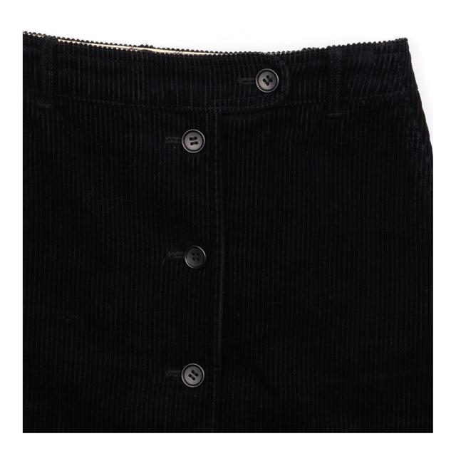 Cotton Corduroy Button Front Mini Skirt Black