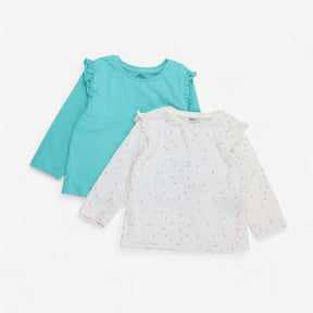 Sprinkle & Teal Frill Shoulder Tee 2pcs