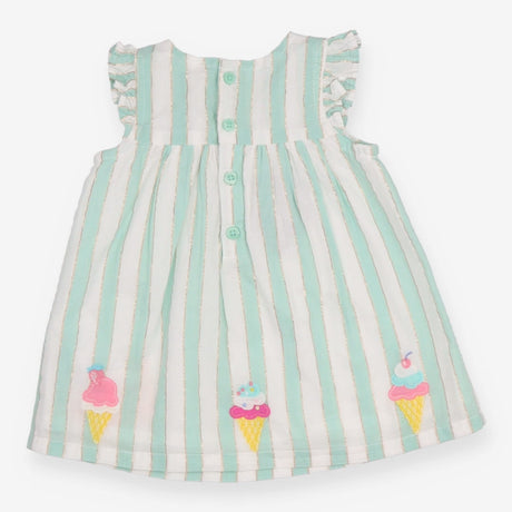 Dress bloomers hat green and white stripe with ice