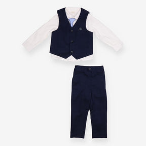 Outfit Blue herringbone trousers waistcoat shirt 