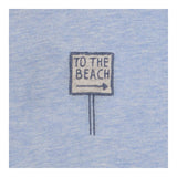 Blue t-shirt with slogan "To the beach"