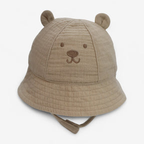 Bucket Hat with Straps Brown Bear
