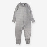 Grey and white stripe footless romper