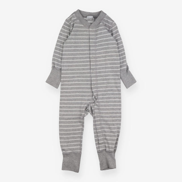 Grey and white stripe footless romper
