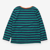 T-Shirt Blue and Green Stripe with Tiger Applique