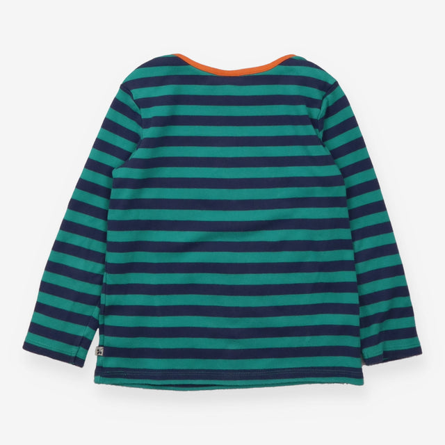 T-Shirt Blue and Green Stripe with Tiger Applique