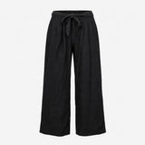 Trousers 100% Linen Wide Leg Belted Casual Black
