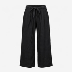 Trousers 100% Linen Wide Leg Belted Casual Black