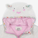 Fleece white sheep with pink stripe lining 