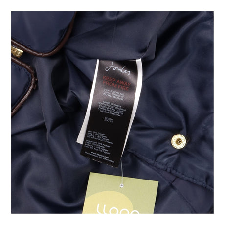 Jacket Hooded Padded Faux Fur Trim Navy Blue