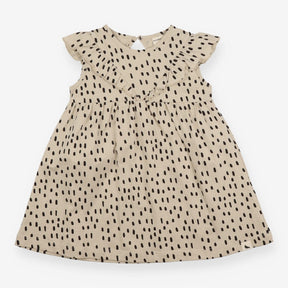 Dress sleeveless cream with black dots