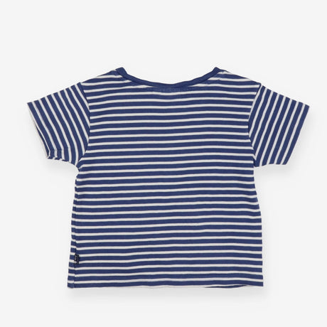 Blue Striped T-shirt Shoulder Buttons