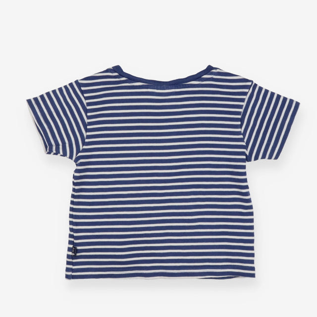 Blue Striped T-shirt Shoulder Buttons