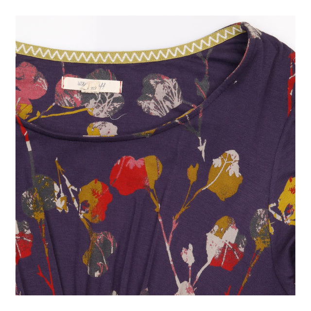 Navy Pink Floral Scoop Neck Jersey Dress