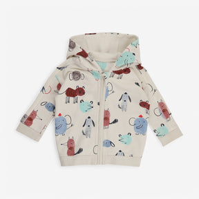 Zip Hoody Cream Animals