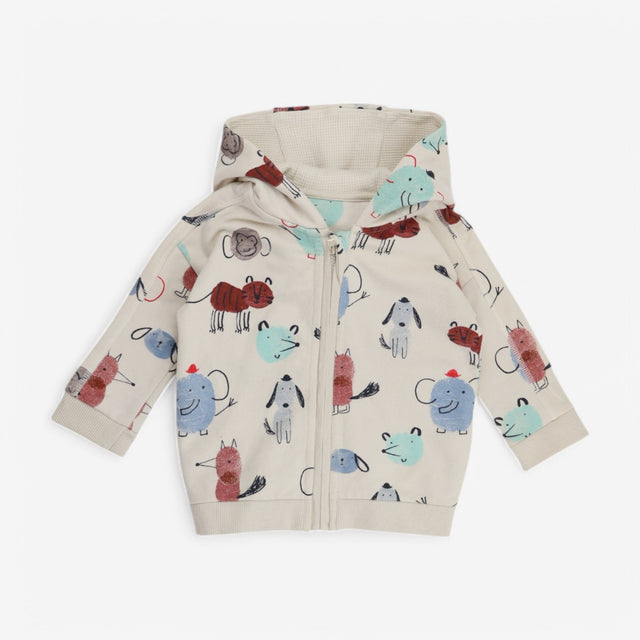 Zip Hoody Cream Animals