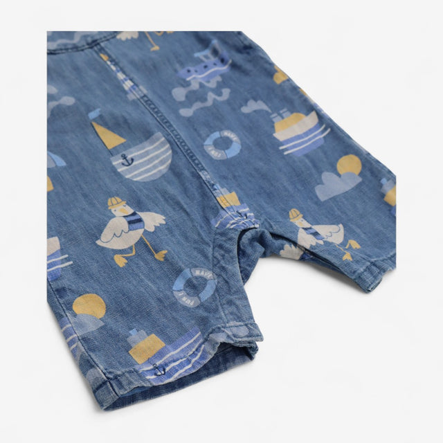 Denim Dungaree with Seagull Print
