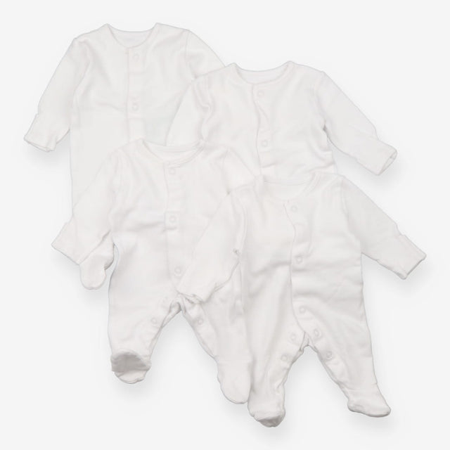 Sleepsuits White Popper 4 Pack