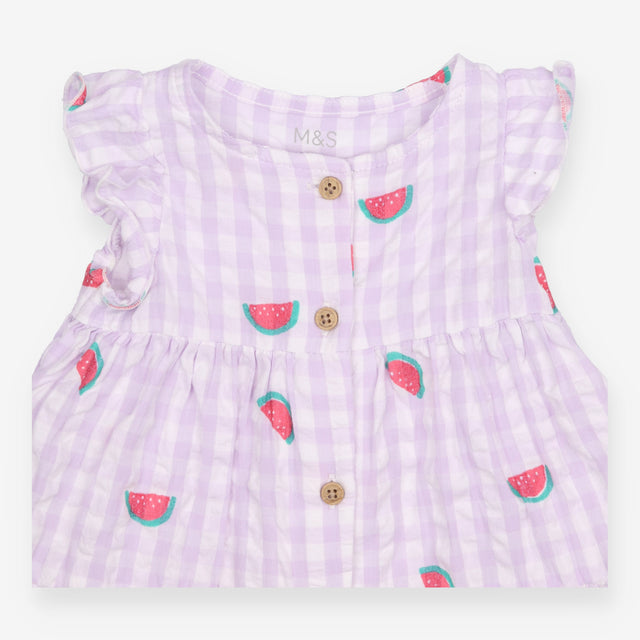 Dress pink check watermelon